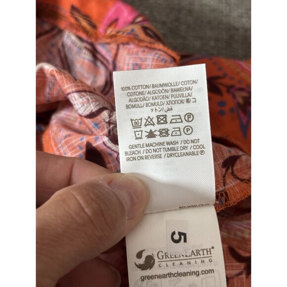 Womens SZ 4 Bohemian Long Sleeve Cropped Blouse Button Front & Elastic Back - Picture 8 of 9